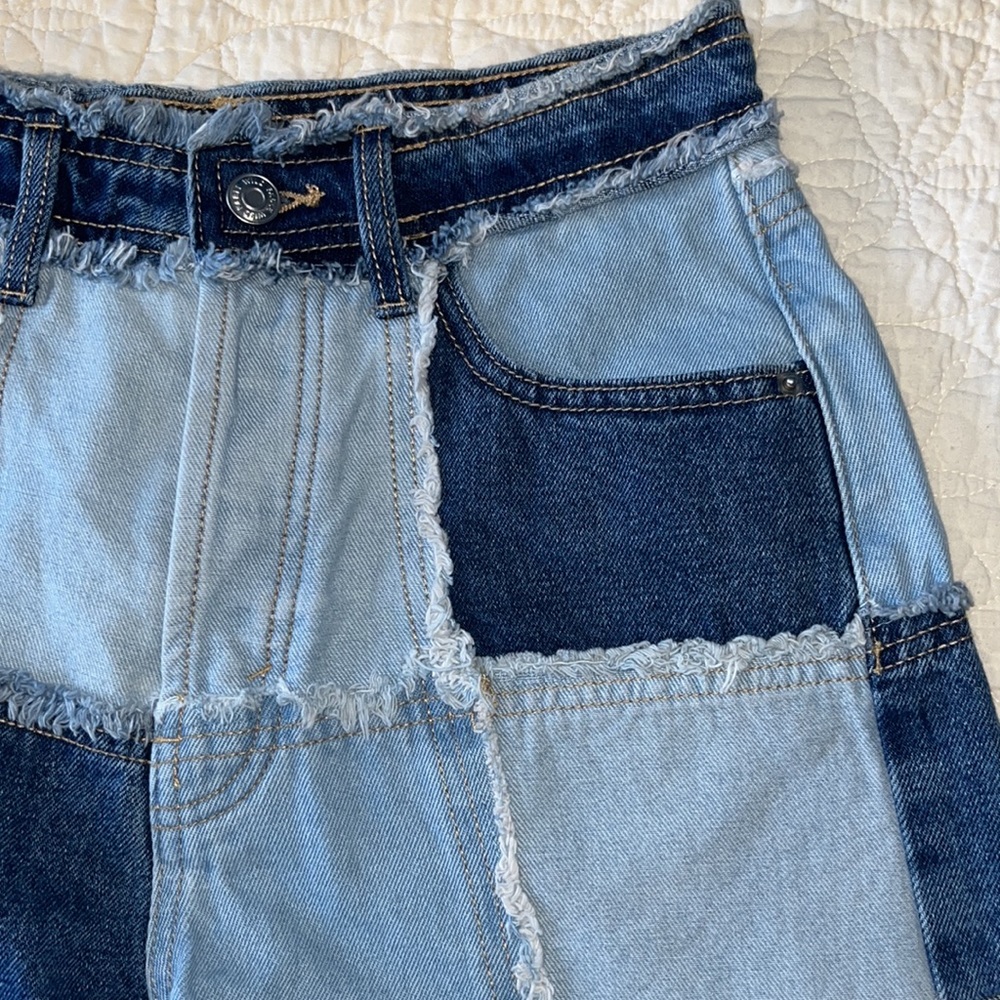 Wild Fable Highest Rise Cutoff Patchwork Jean Sho… - image 2